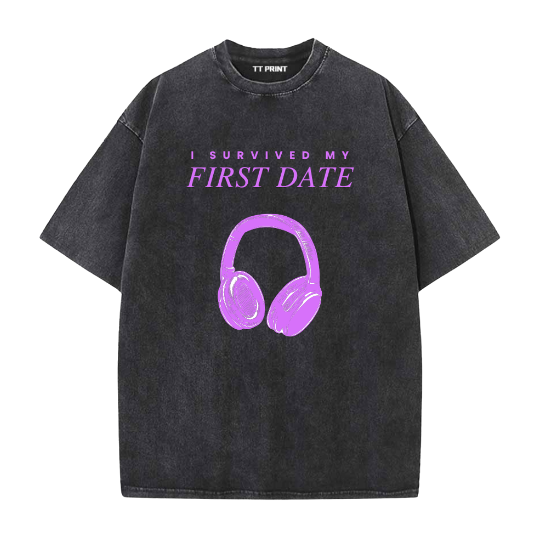 [Pre-Order預購] Black Washed Tee "I Survived my First Date"