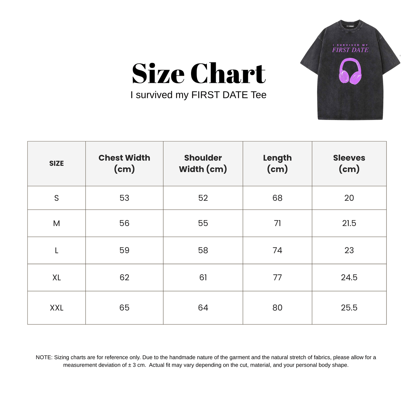 [Pre-Order預購] Black Washed Tee "I Survived my First Date"